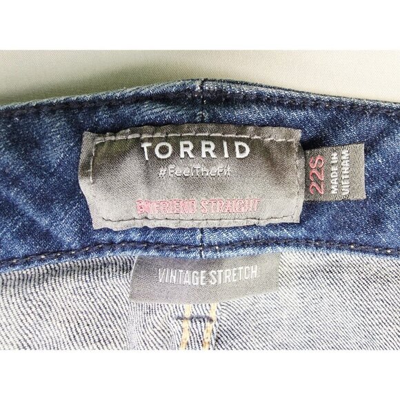 Torrid Size 22S Womens 28" Inseam Boyfriend Straight Vintage Stretch Blue Jeans - Picture 5 of 12